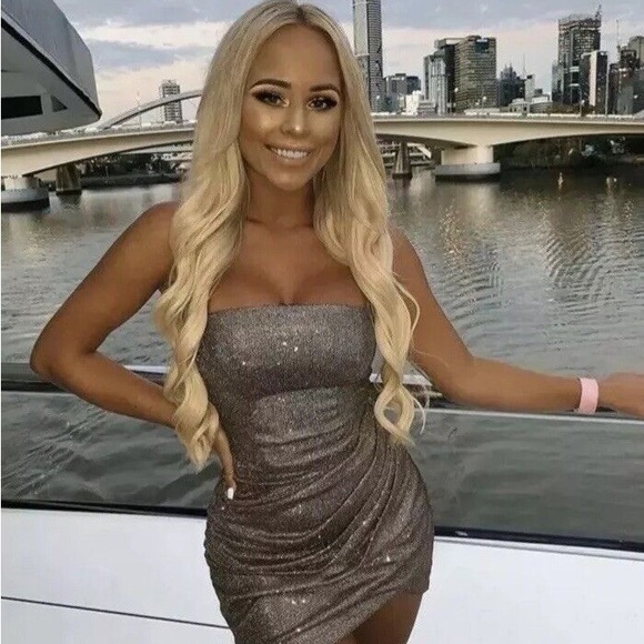 House of CB ‘Socorro’ Sparkle Mini Drape Dress NWT - Picture 6 of 7